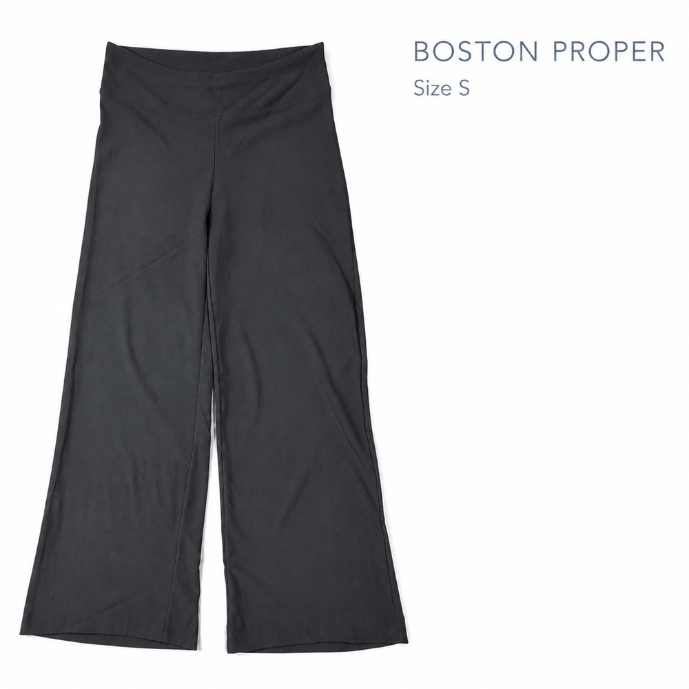 Boston Proper Dress Pants Womens S Black Wide Leg Pull On Stretch Knit